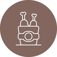 Fried Chicken Line Circle Background Icon vector