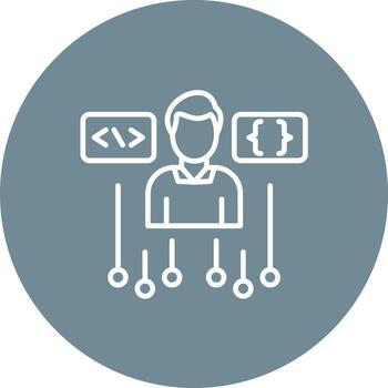Programming Skills Line Circle Background Icon vector