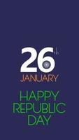 Happy Republic Day of India, 3D Balls on Indian Flag Falling from Top on Text, 26th January, Vertical 3D Rendering video