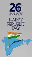 Happy Republic Day of India, Indian Flag Waving in The Wind, map of India, 26th January, Vertical 3D Rendering video