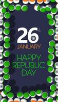 Happy Republic Day of India, 3D Balls of Indian Flag Falling form All Edges, 26th January, Vertical 3D Rendering video