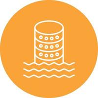 Data Lake Line Circle Background Icon vector