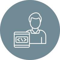 Developer Male Line Circle Background Icon vector