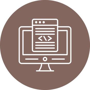 icono de fondo de círculo de línea de desarrollo frontal vector