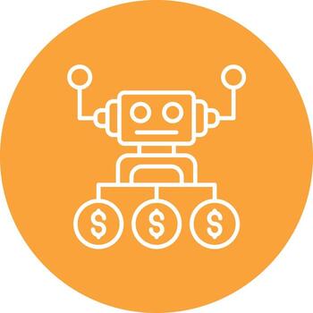 Robot Advisor Line Circle Background Icon vector
