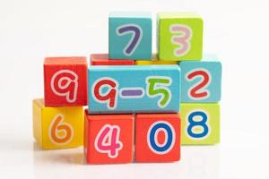 Math number colorful on white background, education study mathematics learning teach concept. photo