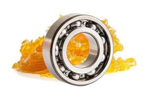 Ball bearing stainless with grease lithium machinery lubrication for automotive and industrial  isolated on white background. photo