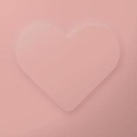 Romantic cute pastel pink backdrop with heart frame. Happy Valentines day square background in neomorphism style. Beautiful holiday template with shaped heart love. Romance greeting web banner layout photo