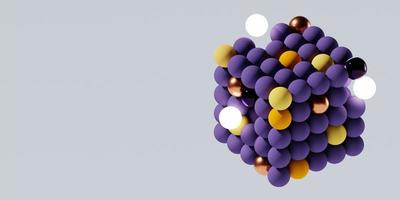 3d colorful cube with glowing spheres. Abstract primitive shapes on white background. 3d illustration. 3d rendering. photo