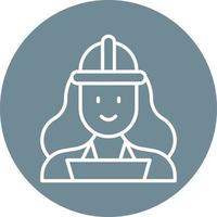 icono de fondo de círculo de línea femenina de ingeniero qa vector