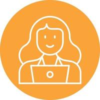 Programmer Female Line Circle Background Icon vector