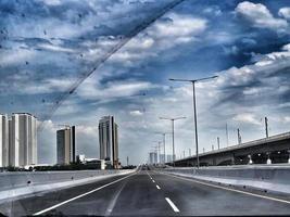 Jakarta, Indonesia in July 2022. The atmosphere and scenery when driving on the Jakarta Cikampek Elevated Toll Road, or now known as the Mohammad Bin Zayed Toll Road photo