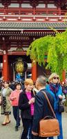 Tokyo, Japan in July 2019. Visitors on vacation to senso ji temple. photo