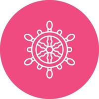 Boat Steering Line Circle Background Icon vector