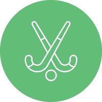 icono de fondo de círculo de línea de pelota y palo de hockey de campo vector