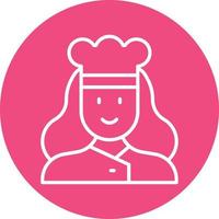 Chef Female Line Circle Background Icon vector