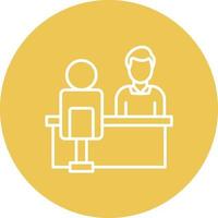 In Person Interview Line Circle Background Icon vector