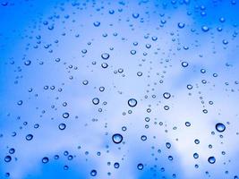 close-up of raindrops on window photo