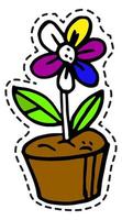 Blooming flower in pot, blossom and flourishing vector