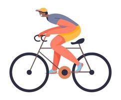 Male character riding bicycle, cycling sportsman vector