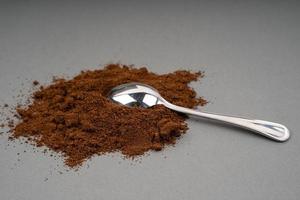 spoon in a pile of ground coffee photo