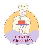 emblema de panadería, horneado desde 1890 etiqueta para pastelería vector