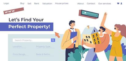 Find perfect property, real estate advice web vector