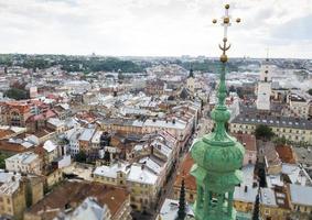 Lviv, Ukraine, panorama, downtown bird's-eye view, the historical part of the city, of drone photo