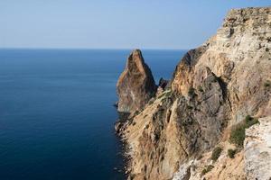 high rocky shore sea in Crimea photo