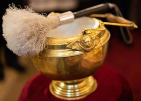 church accessories for the priest's service are made of gold. photo