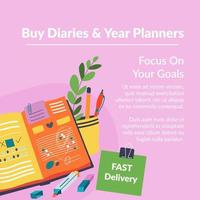 Buy diaries and year planners focus on your goals vector