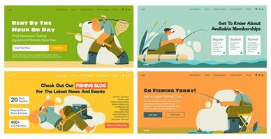 Web page set with join local fishing club offer vector