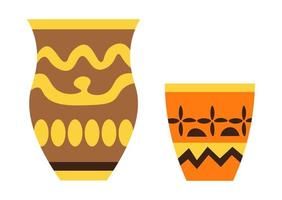 Ancient vase and pot with ornaments and adornment vector