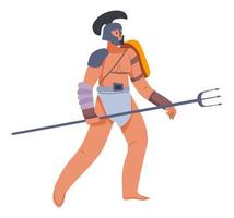Roman empire soldier, gladiator holding weapons vector