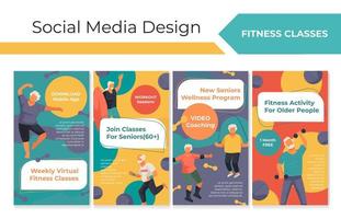 Network set with senior fitness class promotion vector