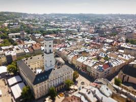 Lviv, Ukraine, panorama, downtown bird's-eye view, the historical part of the city, of drone photo