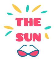 Sunglasses sun sticker, summer season accessory vector