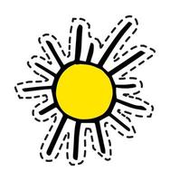 Sun with rays, sticker or emblem patch vector