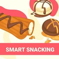 Smart snacking, desserts in pastry bakery shop vector