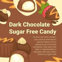 anuncio de tienda de dulces sin azúcar de chocolate negro vector