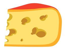 Chunk of hard cheese, tasty dairy product vector