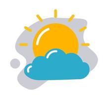 Weather forecast icon, clouds and sunshine vector