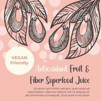 jugo de superalimento de fibra y fruta antioxidante vegano vector