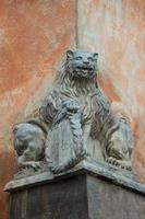 Ukraine, Lviv, historical lion sculpture, symbol of the city. photo