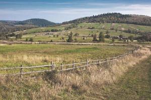 beautiful landscape in the Carpathians, trees, village view photo