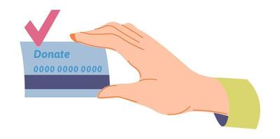 Donation and charity, raising funds credit card vector