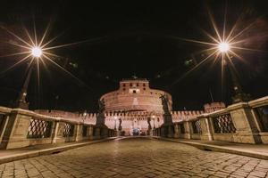 Rome, Italy, Castle of St. Angelus at night with illumination. photo