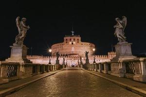 Rome, Italy, Castle of St. Angelus at night with illumination. photo