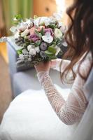 close-up of the wedding bouquet of the bride and groom. photo