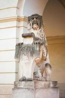 Ukraine, Lviv, historical lion sculpture, symbol of the city. photo